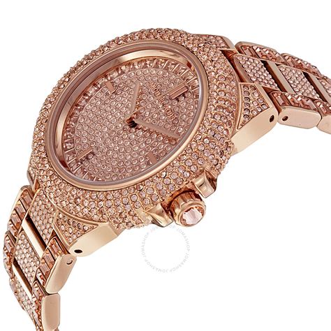 michael kors ladies mk5862 rose gold camille glitz crystal watch